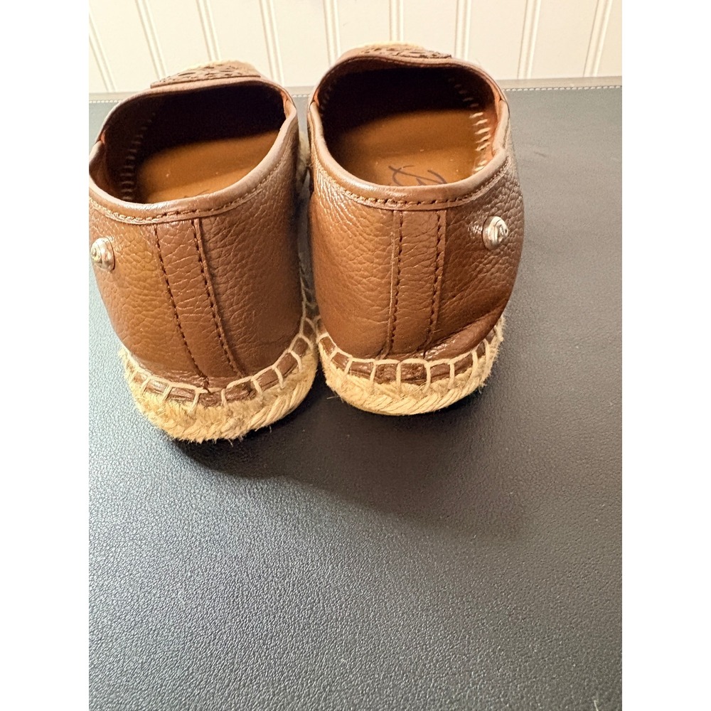 Brighton Groove Brown Pebbled Leather Espadrille Flats Medallion Slip On Shoes 6 - Picture 8 of 9